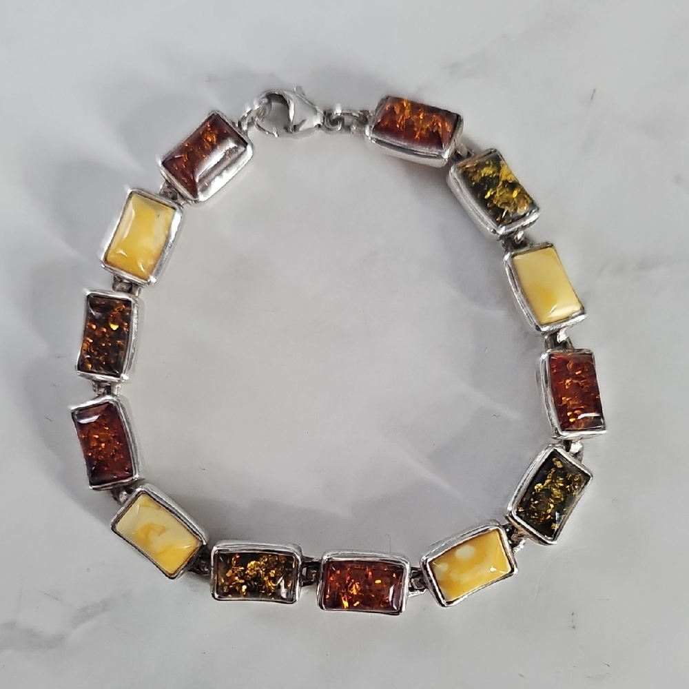 Baltic Amber and Silver Bracelet